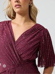 Yours Curve London Dobby-stoff plissert metallisk kjole - Bilde 4 av 6