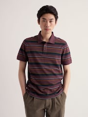 Seasalt Cornwall Brown Balefire Stripe Polo Shirt - Image 1 of 5