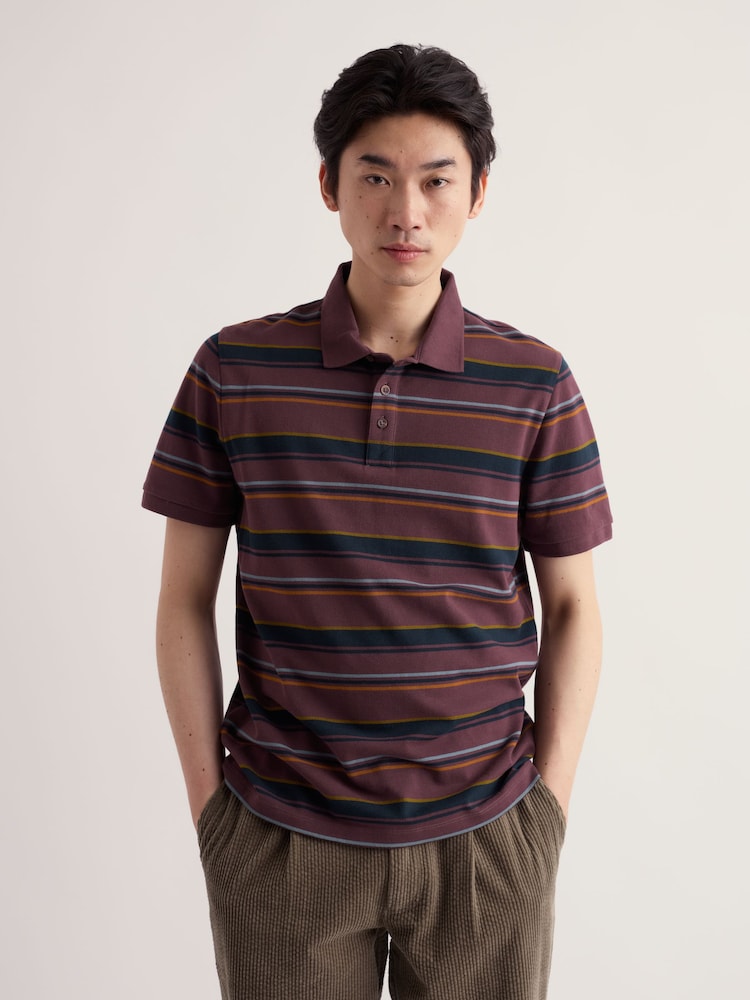 Seasalt Cornwall Brown Balefire Stripe Polo Shirt - Image 1 of 5