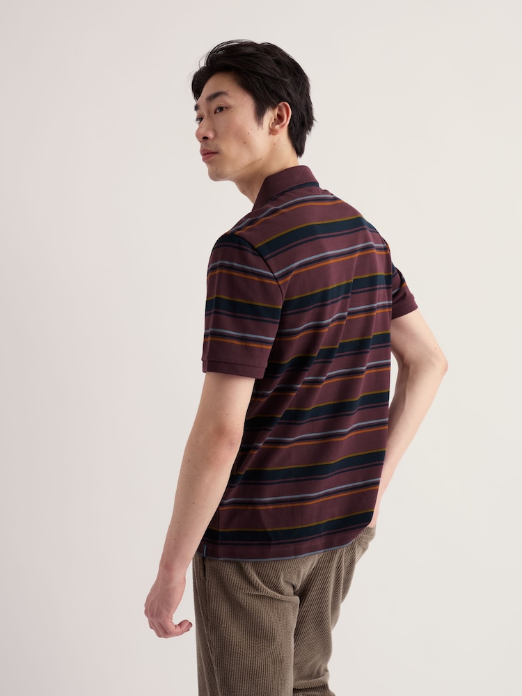 Seasalt Cornwall Brown Balefire Stripe Polo Shirt - Image 2 of 5