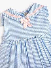 JoJo Maman Bébé Blue Sailboat Baby Dress With Knickers - Image 6 of 7