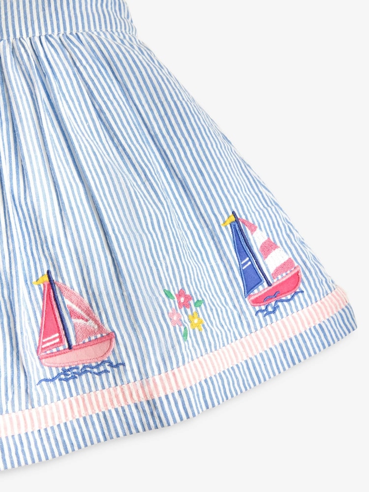 JoJo Maman Bébé Blue Sailboat Baby Dress With Knickers - Image 7 of 7
