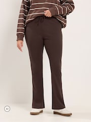 Yours Curve Brown Cotton Flared Leggings - Image 1 of 6