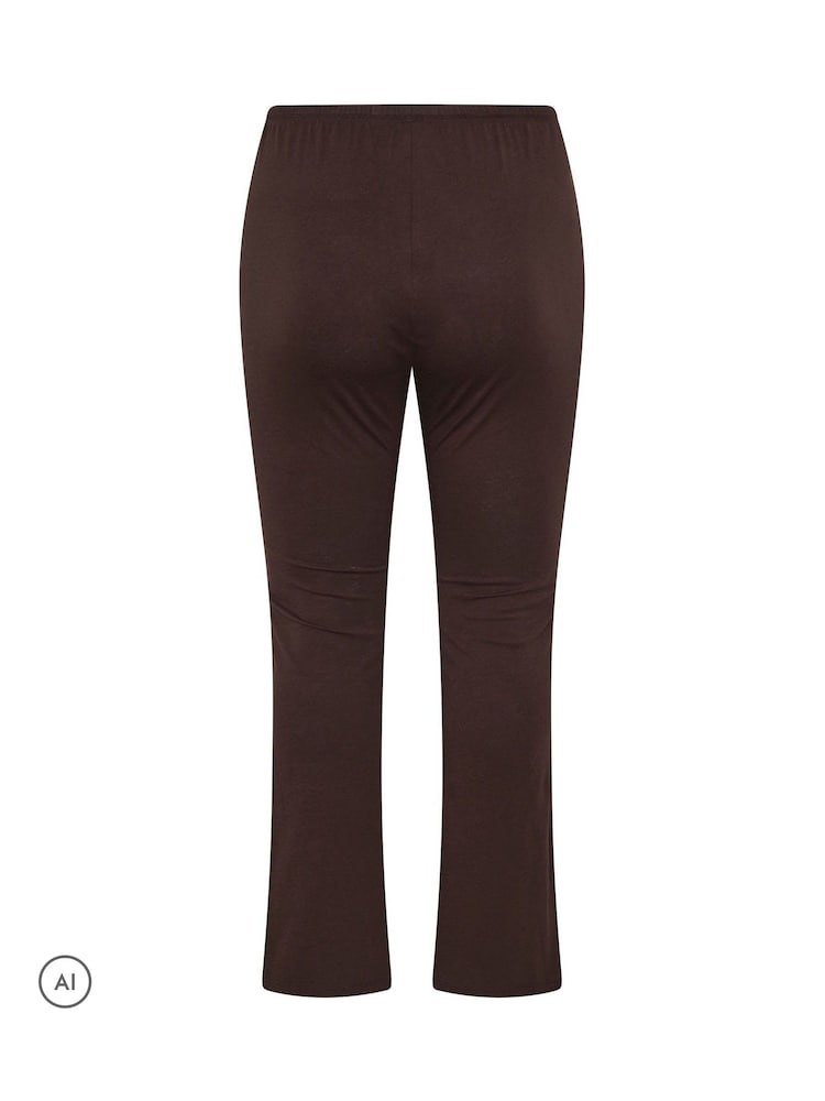 Yours Curve Brown Cotton Flared Leggings - Image 6 of 6 Yours Curve Brown Cotton Flared Leggings - Image 6 of 6