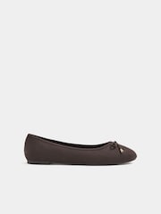 Yours Curve Brown Wide Fit Faux Leather Ballet Flats - Image 2 of 5