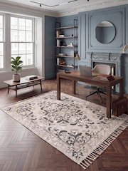 Alfombra antigua estampada Esselle Kew de 120x170cm con borla. - Imagen 2 de 4
