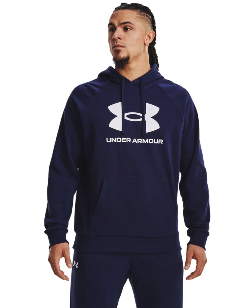 Under Armour Navy Blue Rival Fleece Logo Overhead Hoodie - Image 1 of 6