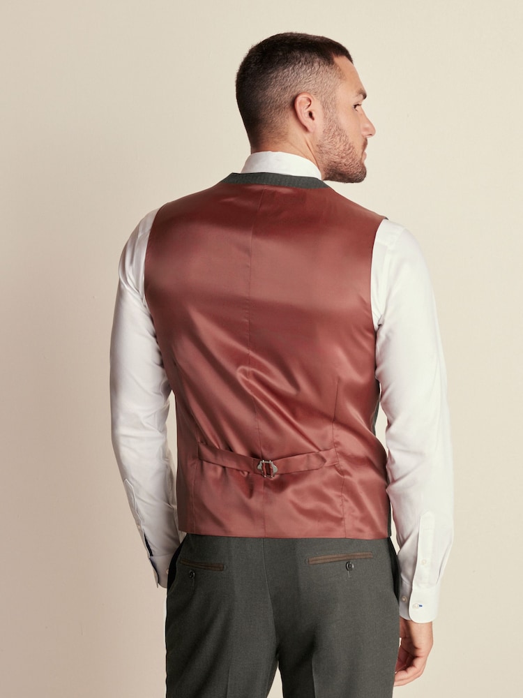 Vert - Coupe classique Chevrons Costume Gilet - Image 3 of 9