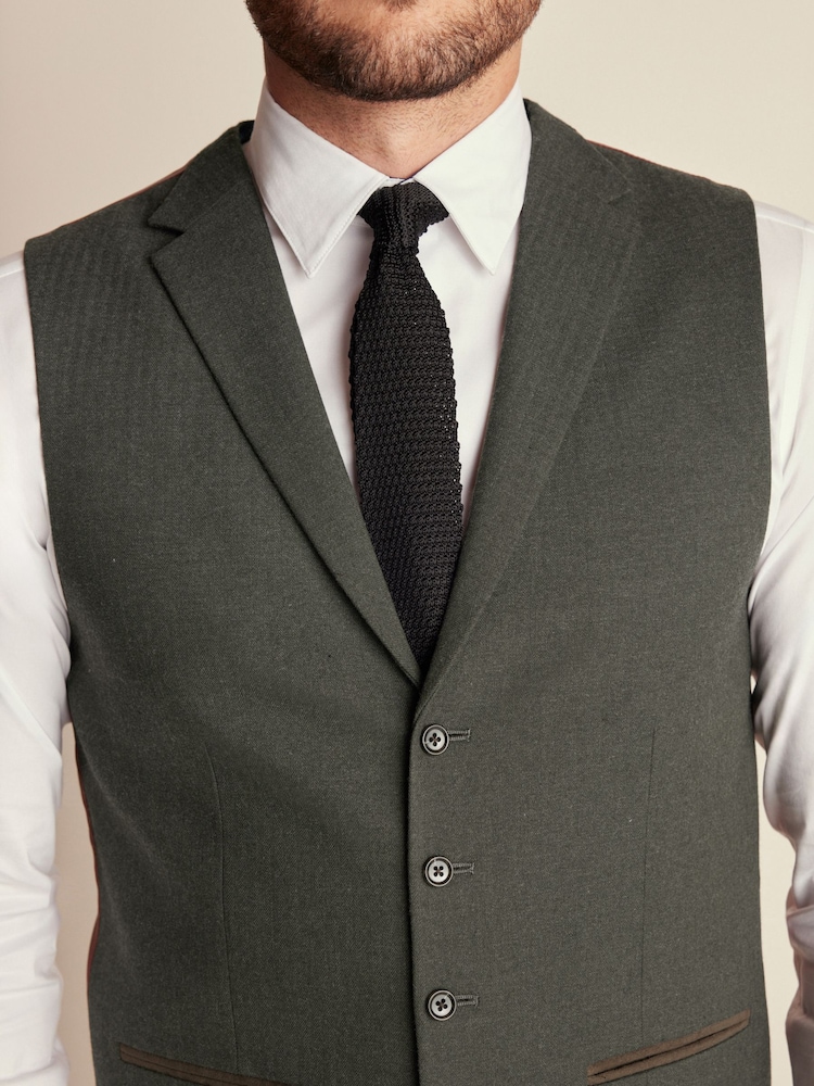 Vert - Coupe classique Chevrons Costume Gilet - Image 4 of 9