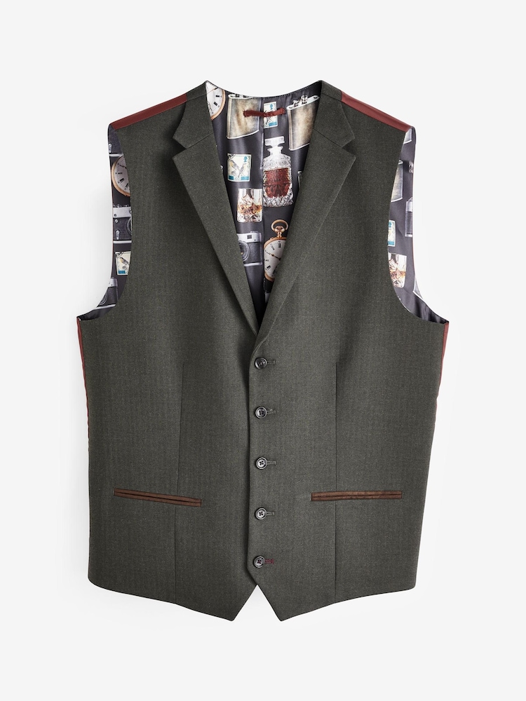 Vert - Coupe classique Chevrons Costume Gilet - Image 5 of 9