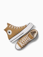 Converse Tan Brown Platform Lift High Top Trainers - Image 6 of 7