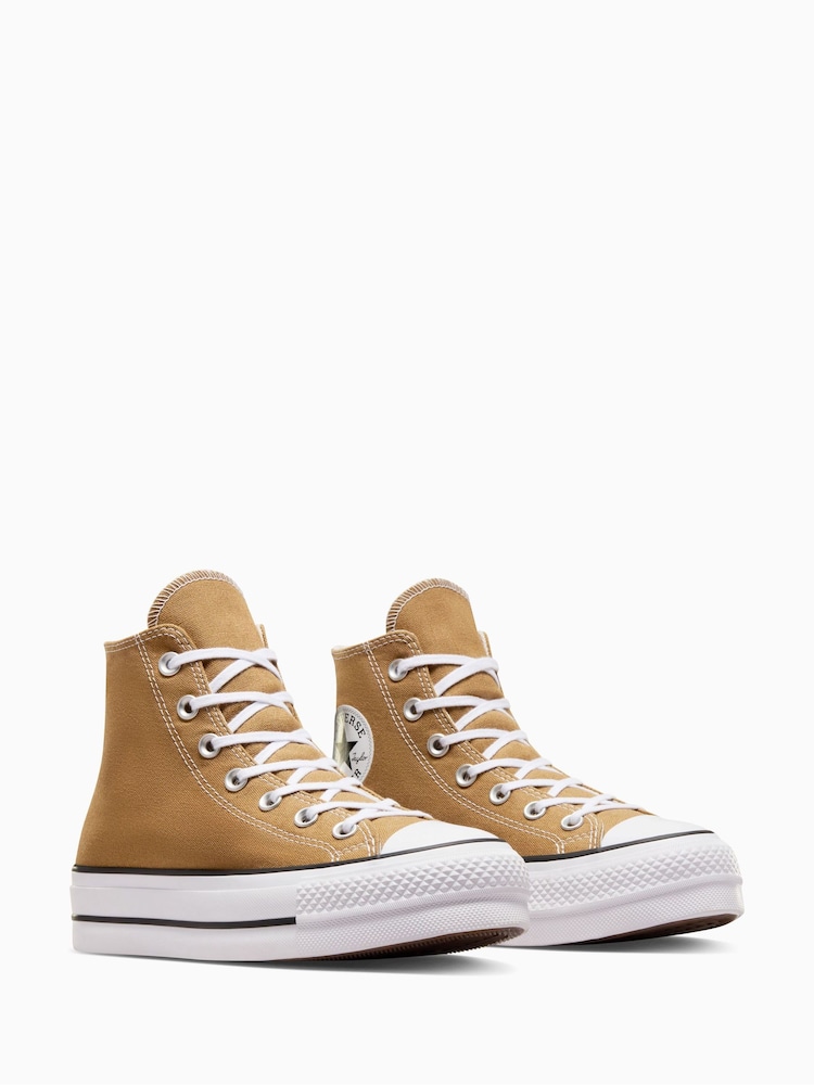 Converse Tan Brown Platform Lift High Top Trainers - Image 7 of 7