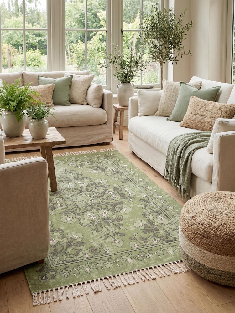 Esselle Kew 120x170cm Olive Antique Printed Rug with Tassel - Slika 1 od 4 Esselle Kew 120x170cm Olive Antique Printed Rug with Tassel - Slika 1 od 4