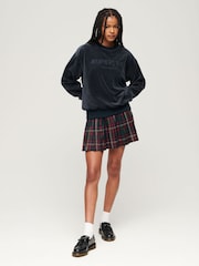 Superdry Eclipse Navy Velour Graphic Boxy Crew Sweatshirt - Image 2 of 6