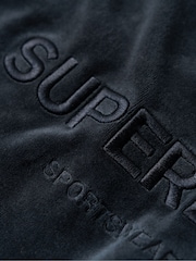 Superdry Eclipse Navy Velour Graphic Boxy Crew Sweatshirt - Image 6 of 6