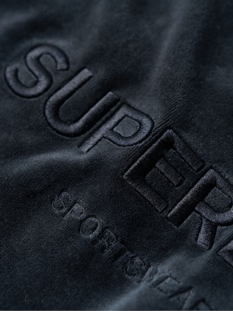 Superdry Eclipse Navy Velour Graphic Boxy Crew Sweatshirt - Image 6 of 6