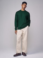 Green Relaxed Fit Long Sleeve Heavyweight 100% Cotton T-Shirt - Image 2 of 7