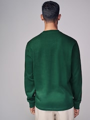 Green Relaxed Fit Long Sleeve Heavyweight 100% Cotton T-Shirt - Image 3 of 7