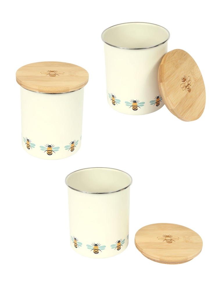 Dexam Set of 3 Cream Bees Knees Tea, Coffee & Sugar Storage Jars - Image 1 of 1