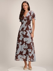 Jolie Moi Angel Sleeve Chiffon Maxi Dress - Imaginea 1 din 6