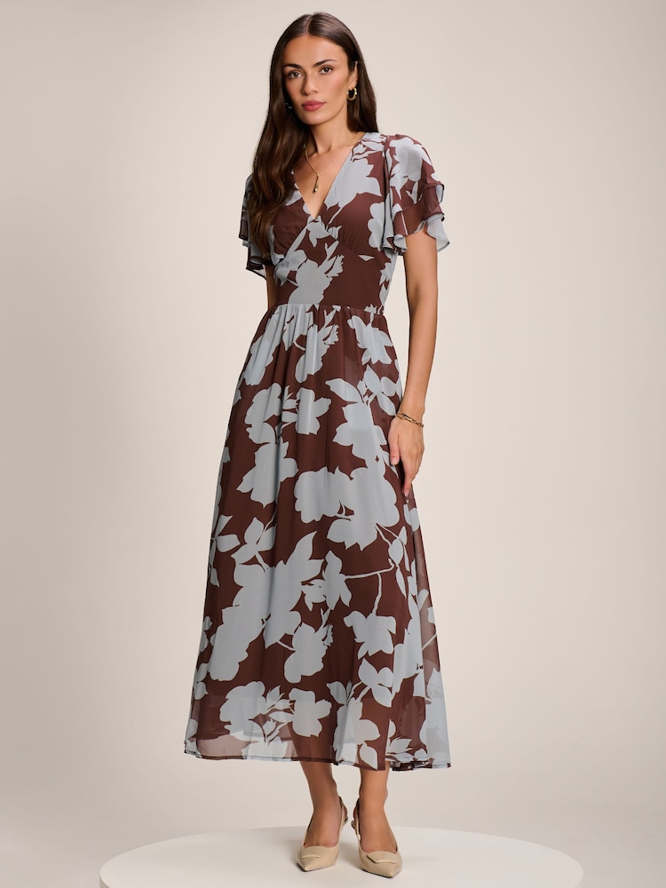 Jolie Moi Angel Sleeve Chiffon Maxi Dress - Imaginea 1 din 6