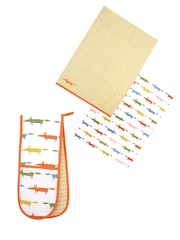 Scion White Mr Fox 10th Anniversary Double Oven Glove & Set of 2 Towels - Image 1 of 1