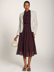 Jolie Moi Red Chiffon Print Ruffled Shirt Dress - Image 6 of 6