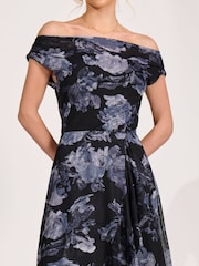 Jolie Moi Black Asymmetrical Mesh Midaxi Dress - Image 3 of 6