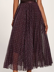 Marrón - Jolie Moi Spotty Crinkle Mesh Maxi Skirt - Imagen 3 de 6