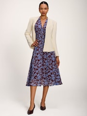 Jolie Moi Blue Printed Chiffon Midi Dress - Image 5 of 6