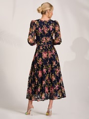 Jolie Moi Blue Printed Lace Maxi Dress - Image 2 of 6