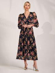 Jolie Moi Blue Printed Lace Maxi Dress - Image 4 of 6