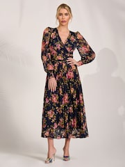 Jolie Moi Blue Printed Lace Maxi Dress - Image 6 of 6