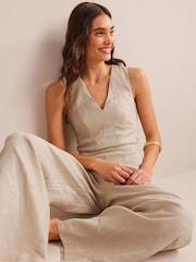 Boden Natural V-Neck Occasion Jumpsuit - Image 4 of 6