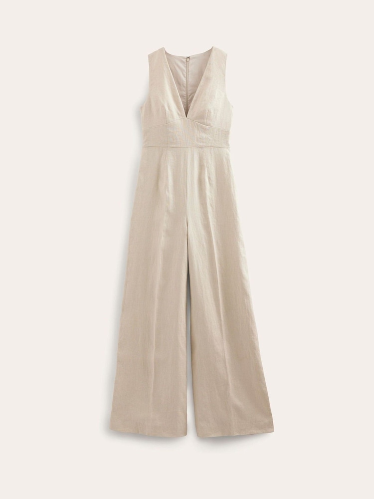 Boden Natural V-Neck Occasion Jumpsuit - Image 6 of 6