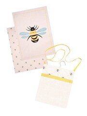 Dexam Cream Bees Knees Set of 2 Cotton Tea Towels & Peg Bag - Image 1 of 1