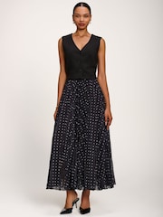 Negro - Jolie Moi Spotty Crinkle Mesh Maxi Skirt - Imagen 1 de 6