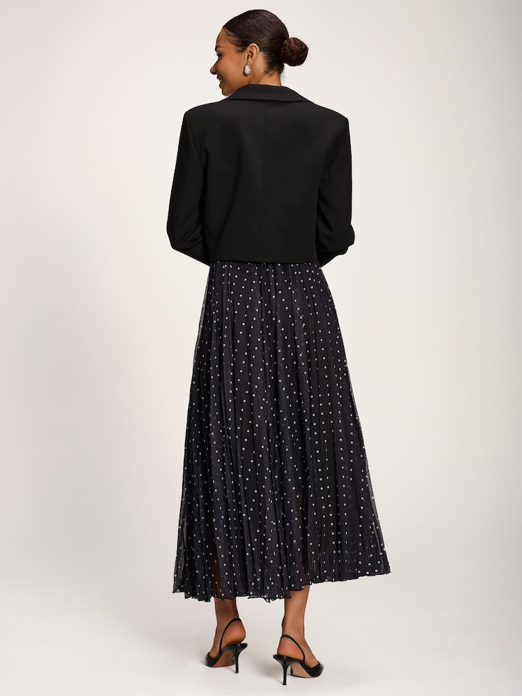 Negro - Jolie Moi Spotty Crinkle Mesh Maxi Skirt - Imagen 2 de 6