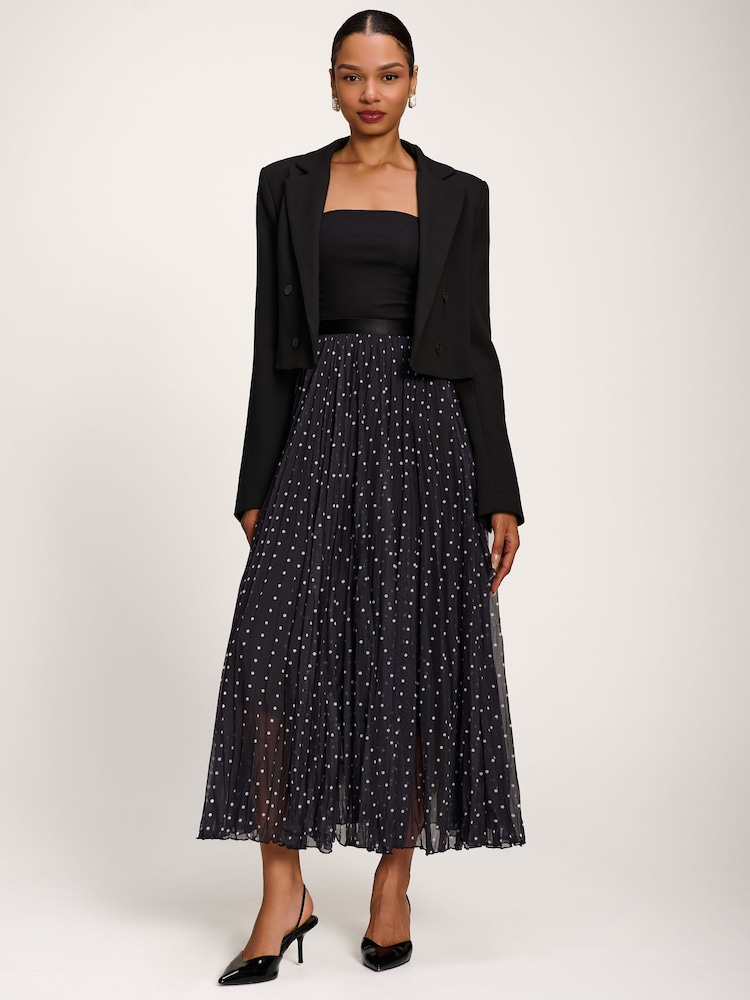Negro - Jolie Moi Spotty Crinkle Mesh Maxi Skirt - Imagen 6 de 6