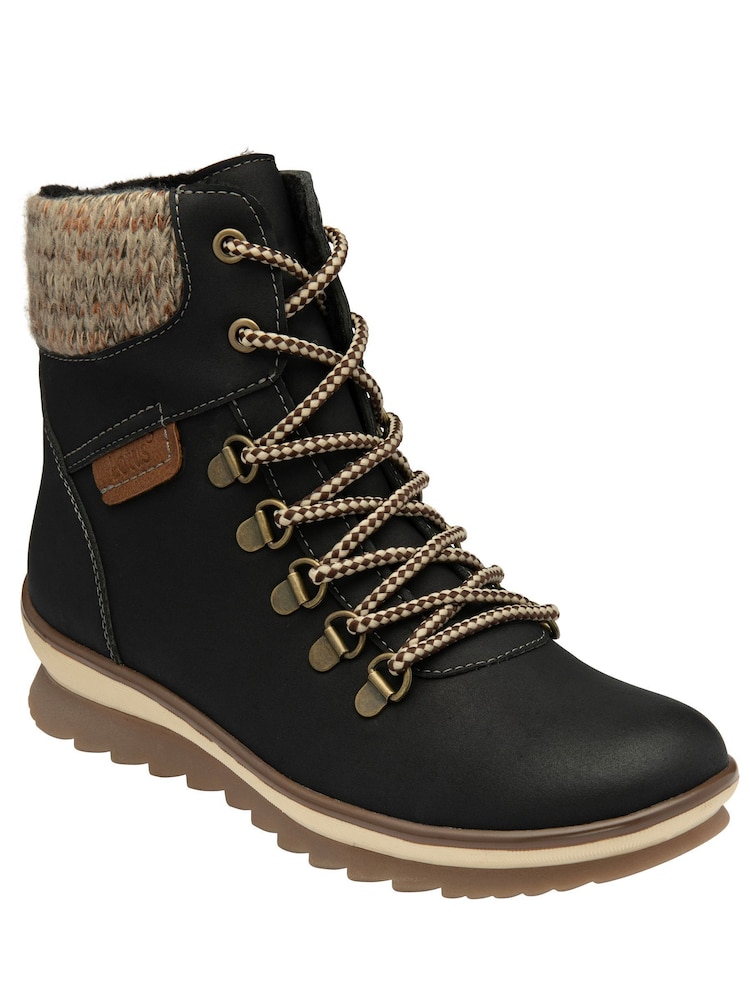 Lotus Jet Black Zip-Up Ankle Boots - Image 1 of 4