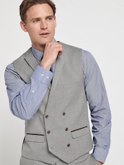 Grey Herringbone Suit Waistcoat - Image 1 of 6