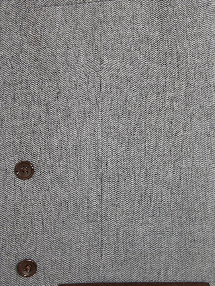 Grey Herringbone Suit Waistcoat - Image 6 of 6