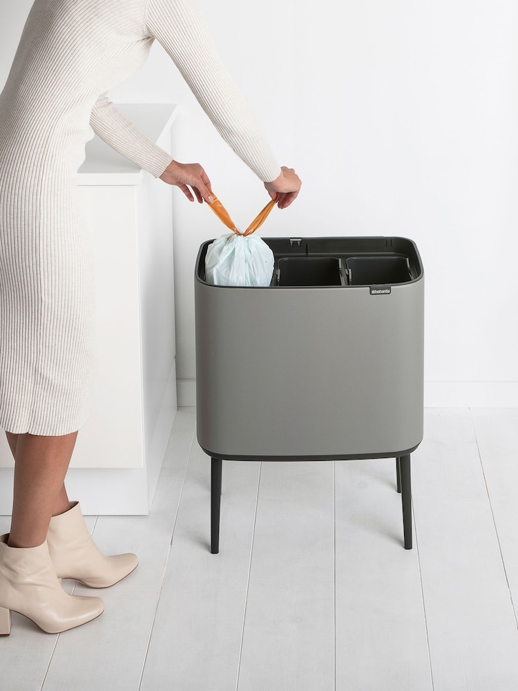 Brabantia Mineral Concrete Grey Bo 3 x 11L Touch Bin - Image 6 of 6