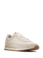 Clarks White Suede Craftrun Lace Trainers - Image 4 of 8