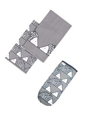 Scion Grey Spike Set of 2 Cotton Tea Towels & Gauntlet - Image 1 of 1