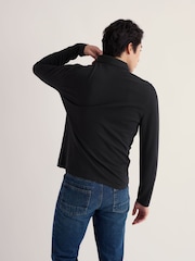 Seasalt Cornwall Black Balefire Long Sleeve Polo Shirt - Image 2 of 4