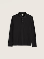 Seasalt Cornwall Black Balefire Long Sleeve Polo Shirt - Image 3 of 4