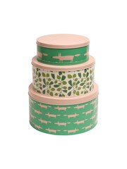 Scion Set of 3 Green Mr Fox Round Cake Tins - Image 1 of 2