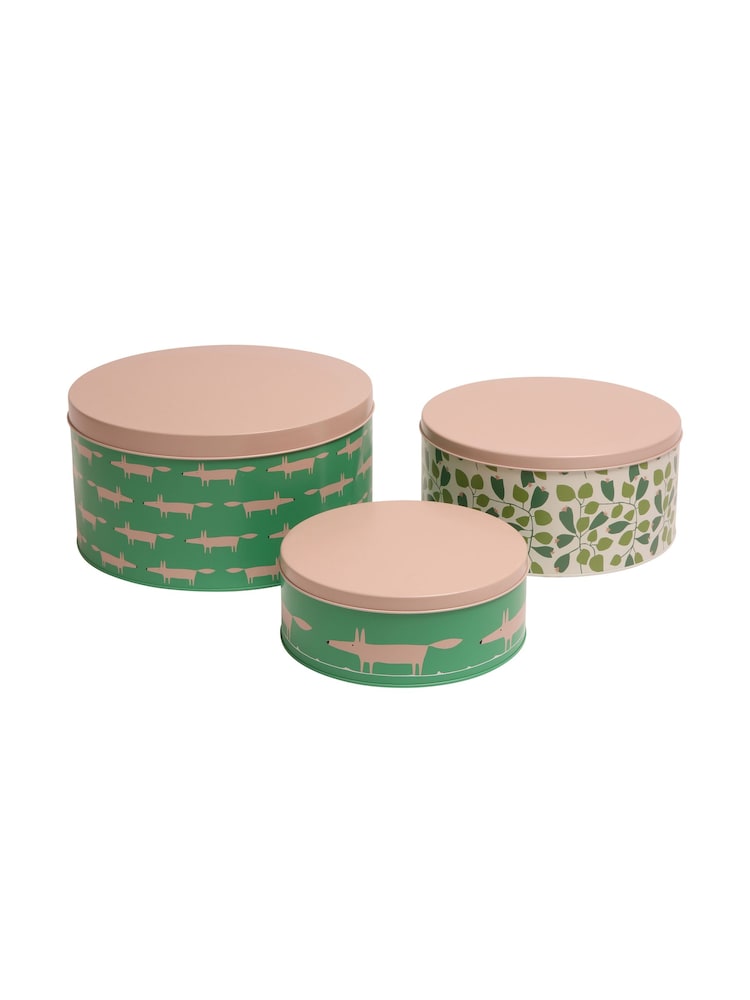Scion Set of 3 Green Mr Fox Round Cake Tins - Image 2 of 2