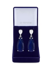 Jon Richard Blue Rhodium Plated Cubic Zirconia Statement Peardrop Earrings - Gift Boxed - Image 1 of 2
